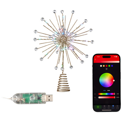 Vivvi App-Based Customizable, Color-Changing 8" Christmas StarBurst Tree Topper