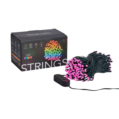 Vivvi App-Based Customizable, Color-Changing Indoor/Outdoor String Lights, 65 ft. long