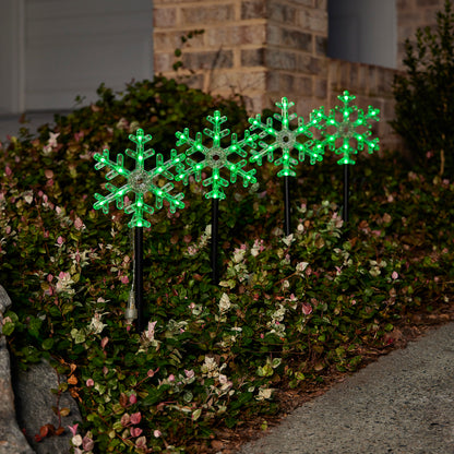 Vivvi App-Based Customizable, Color-Changing 18" Snowflake Path Lights - Set of 4