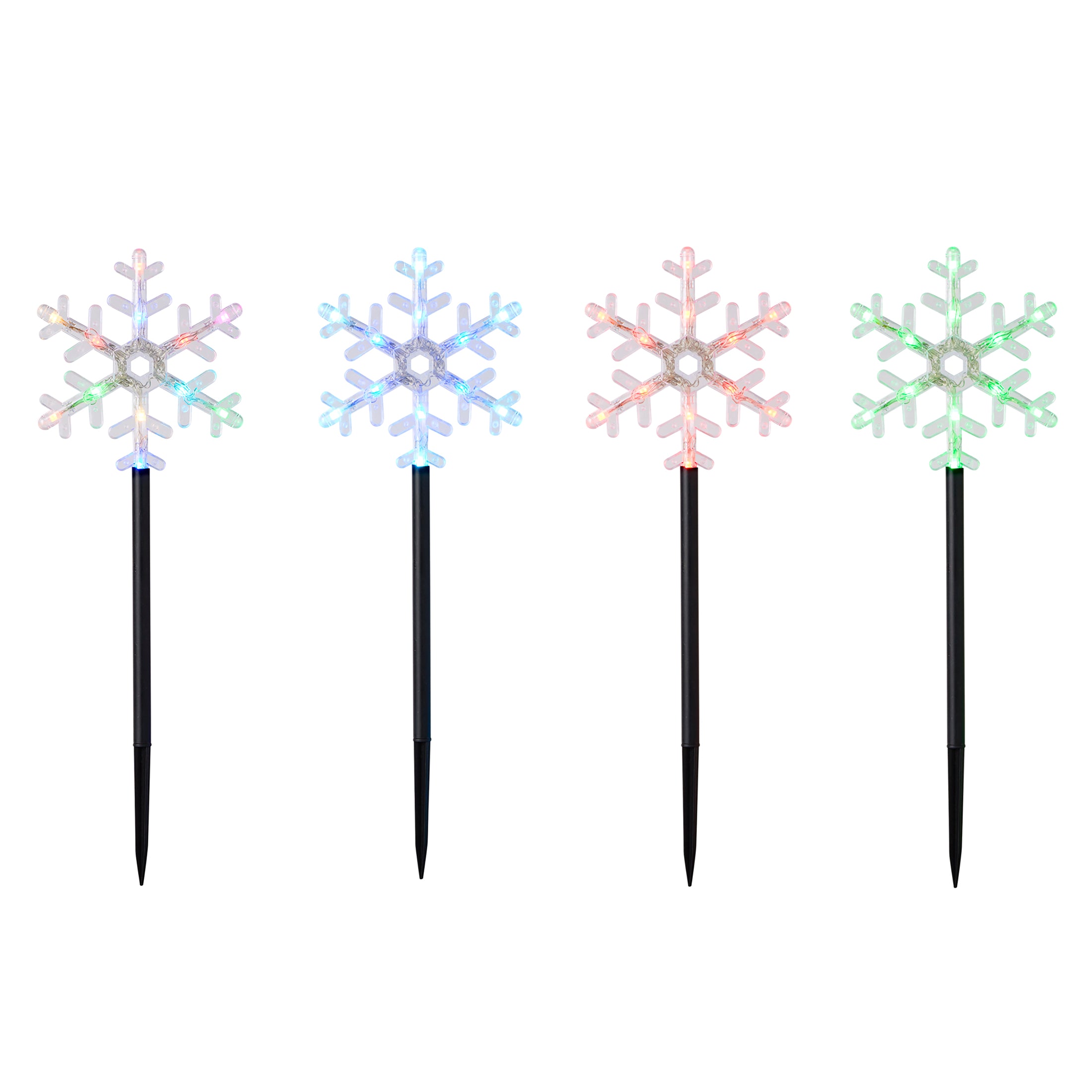 Vivvi App-Based Customizable, Color-Changing 18" Snowflake Path Lights - Set of 4