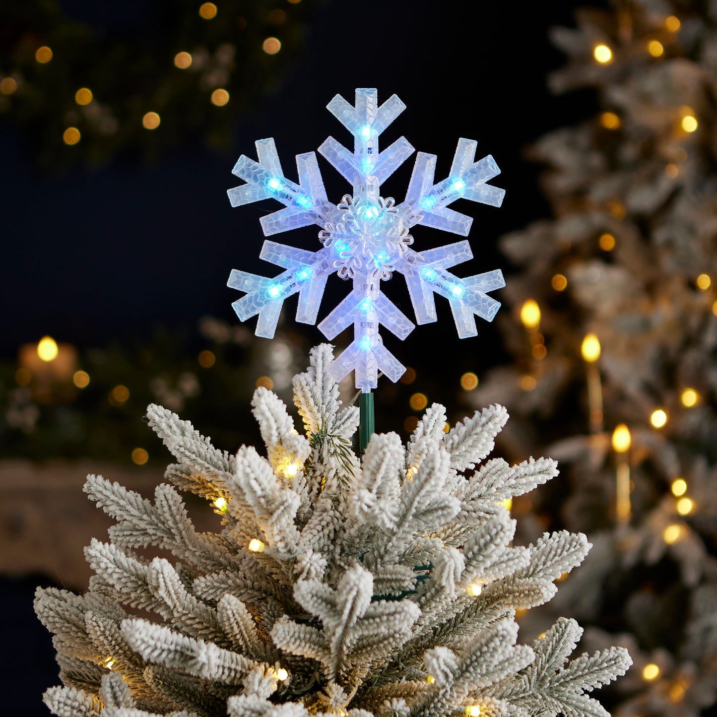 Vivvi App-Based Customizable, Color-Changing 8" Christmas Snowflake Tree Topper