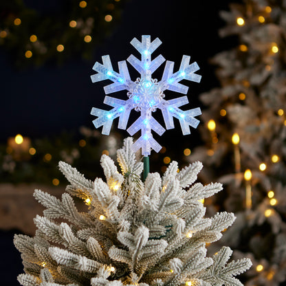 Vivvi App-Based Customizable, Color-Changing 8" Christmas Snowflake Tree Topper