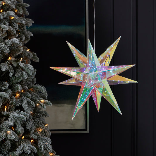 Prismatic Iridescent Christmas Explosion Star 16", LED lights