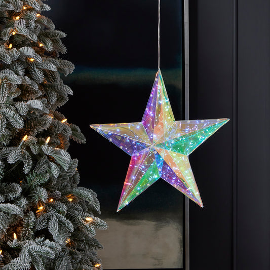 Prismatic Iridescent Traditional Star 14", LED lights