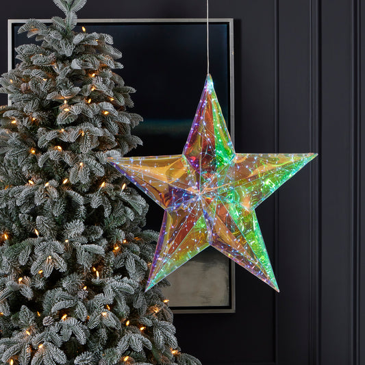 Prismatic Iridescent Traditional Star 24", LED lights