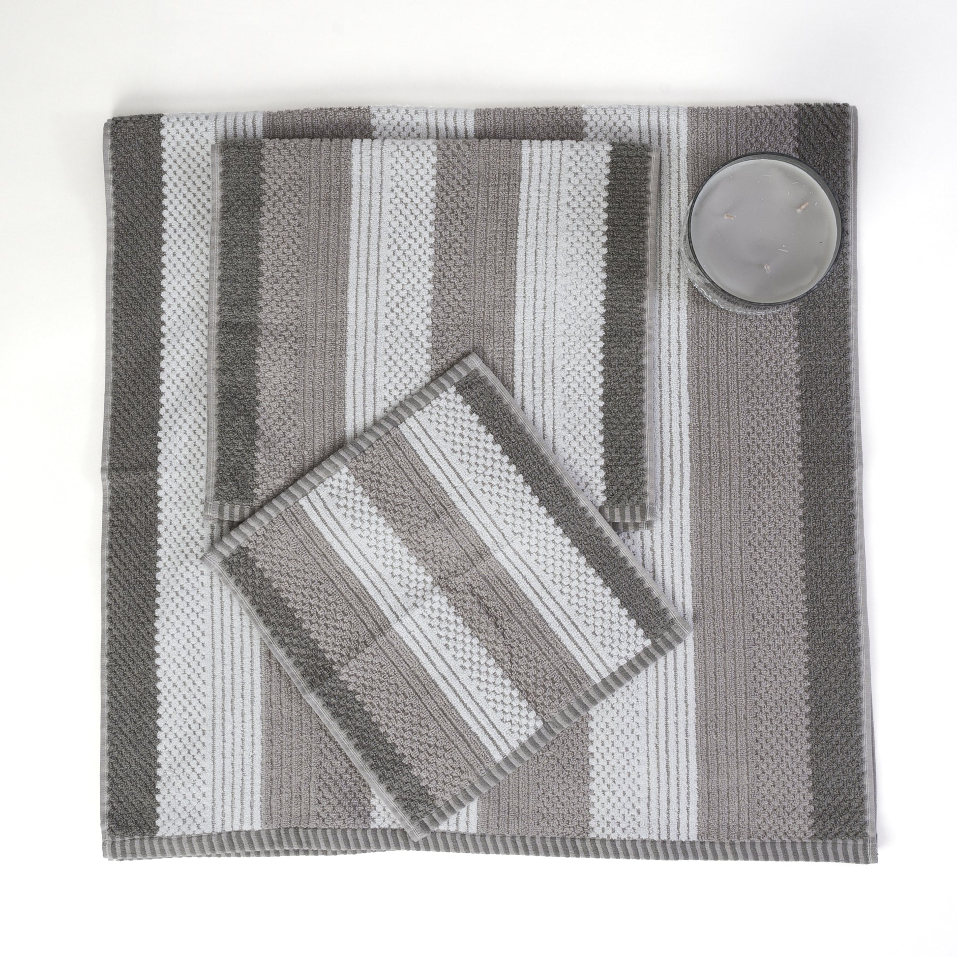 Eco Dry Stripe Hand Towel, 16 x 26, Coffee Stripe