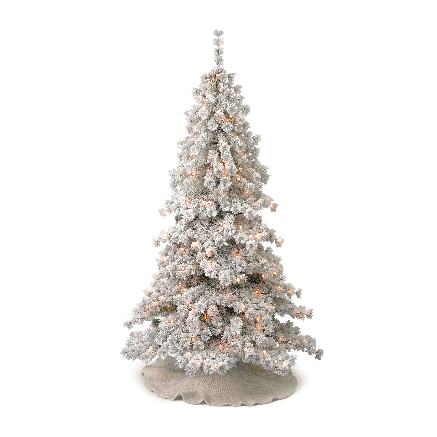 Flocked Winter Fir Hard Needle Tree with Warm White LED Lights