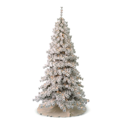 Flocked Winter Fir Hard Needle Tree with Warm White LED Lights