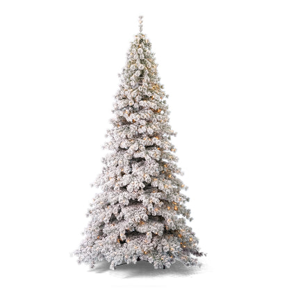 Flocked Winter Fir Hard Needle Tree with Warm White LED Lights