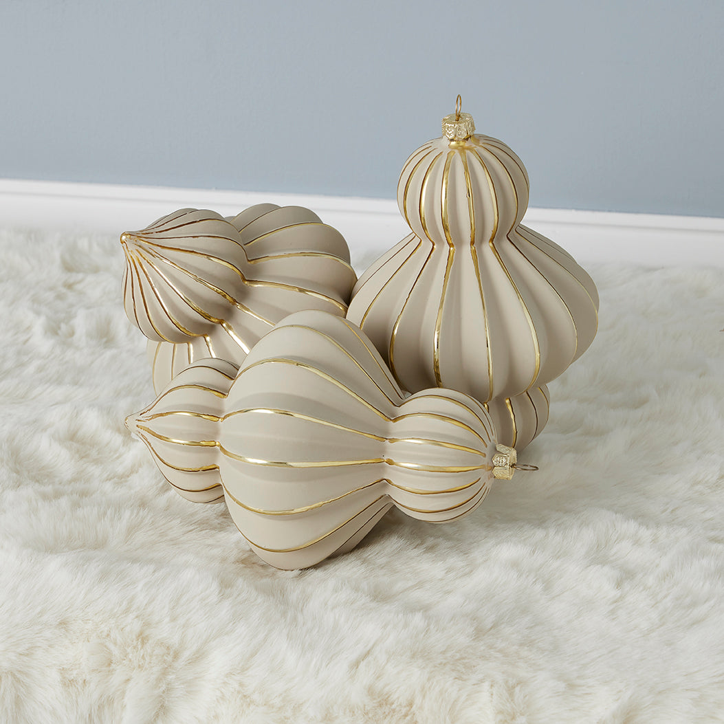 Gesso Finial Glass Ornament Set of 3